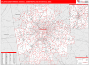 Atlanta-Sandy Springs-Roswell Metro Area Wall Map Red Line Style